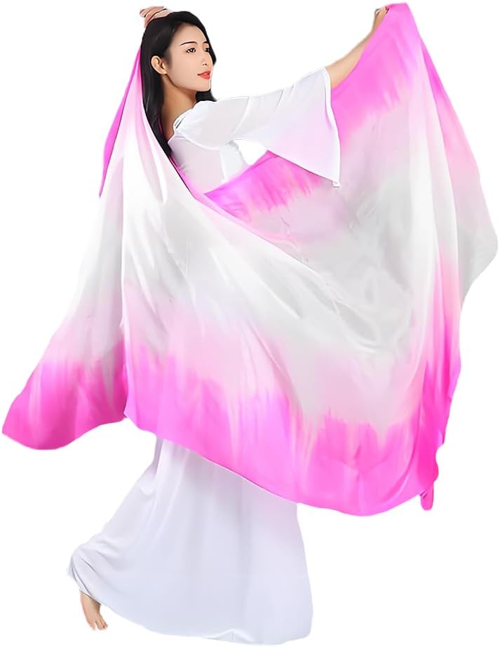Rivoxi Women Real Silk Belly Dance Silk Veils Professional Oriental Halloween Stage Performance Show - Image 1